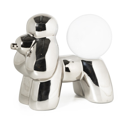 Lampje poedel – zilverkleurig – 16×18.5×9.5 cm